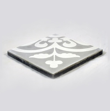 CARREAUX CIMENT FLEUR DE LYS FOND BLANC